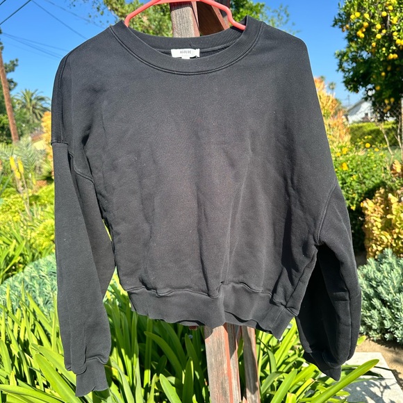 AGOLDE BALLOON SLEEVE CROPPED SWEATSHIRT IN BLACK Sz medium - Picture 2 of 5